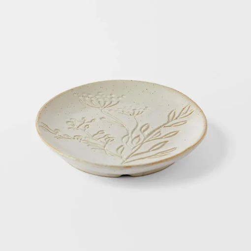 Natalia Debossed Ceramic Plate - White