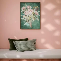 Native Botanical Framed Canvas - Green/Pink