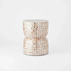 Nyra Shell Inlay Stool - Pink