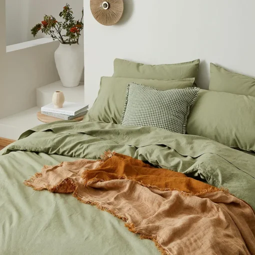 Olsen Linen/Cotton Quilt Cover - Green