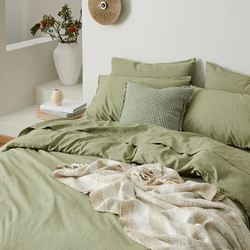 Olsen Linen/Cotton Quilt Cover - Green