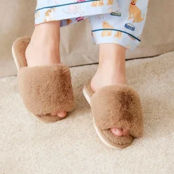 Open Toe Fur Slide - Emerald