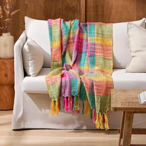 Peru Check Throw - Blue Multi