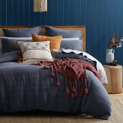 Ramsay Quilt Cover - Slate Blue