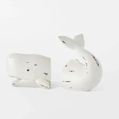 Resin Whale Bookend - White Wash