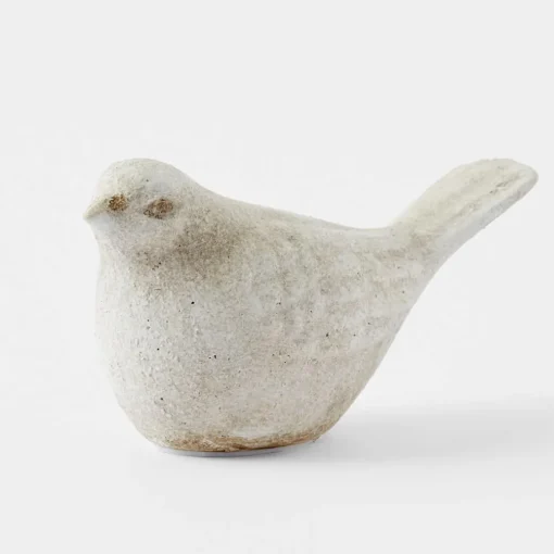 Resting Bird Sculpture - Antique White