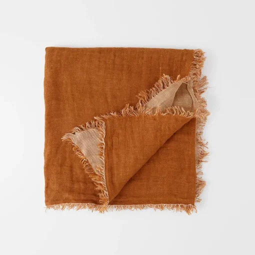 Rhodes Linen Throw - Rose Pink