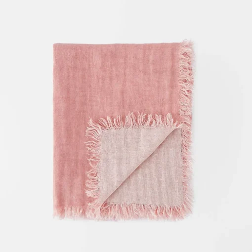 Rhodes Linen Throw - Rose Pink