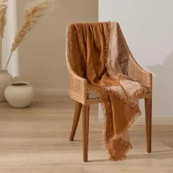 Rhodes Linen Throw - Rose Pink