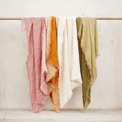 Rhodes Linen Throw - Rose Pink