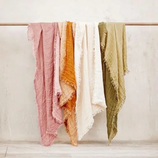 Rhodes Linen Throw - Rose Pink