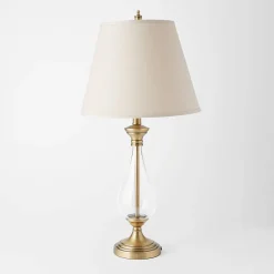 Sahara Brass Stem Glass Base Lamp