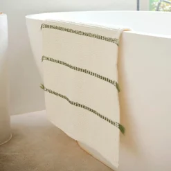 Sami Bath Mat - Natural/Olive Green