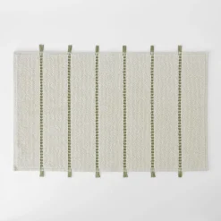 Sami Bath Mat - Natural/Olive Green