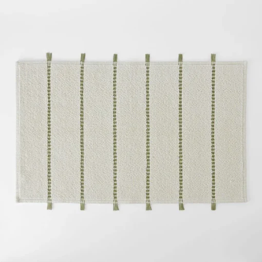 Sami Bath Mat - Natural/Olive Green