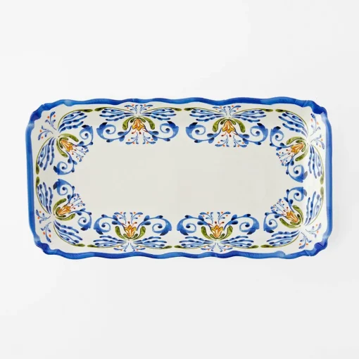Savona Rectangle Platter - Blue/Yellow