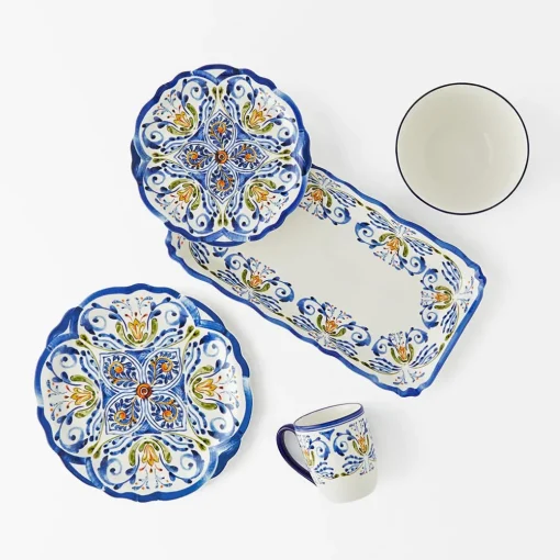 Savona Rectangle Platter - Blue/Yellow