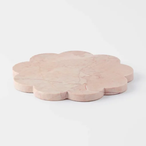 Scalloped Marble Tray - Pink