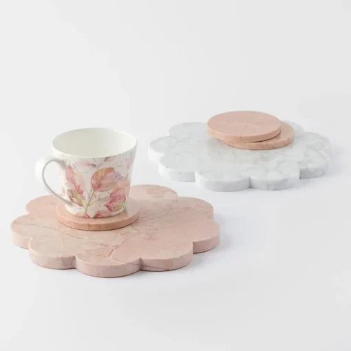 Scalloped Marble Tray - Pink