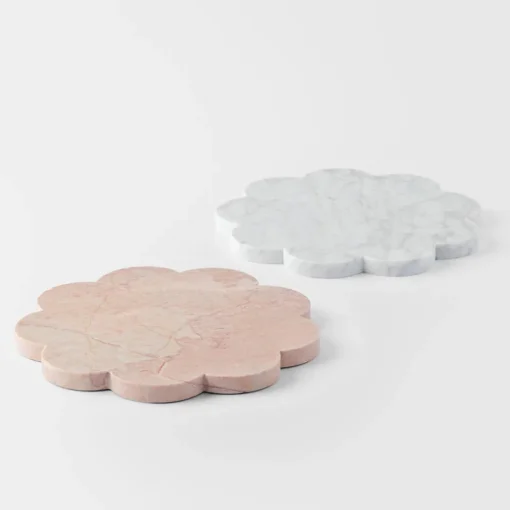 Scalloped Marble Tray - Pink