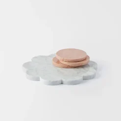 Scalloped Marble Tray - White