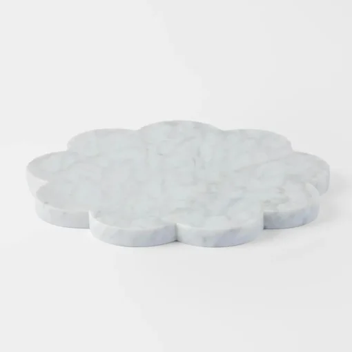 Scalloped Marble Tray - White