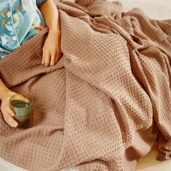 Sebastian Waffle Blanket - Olive Green