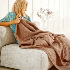 Sebastian Waffle Blanket - Olive Green