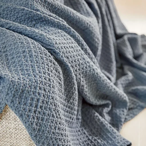 Sebastian Waffle Blanket - Olive Green