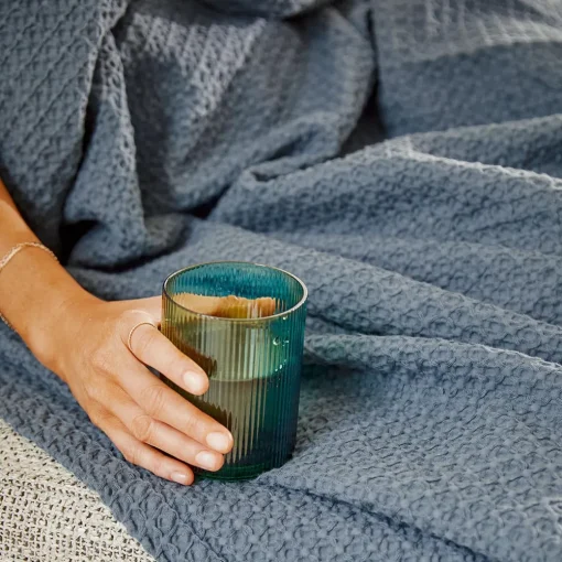 Sebastian Waffle Blanket - Olive Green