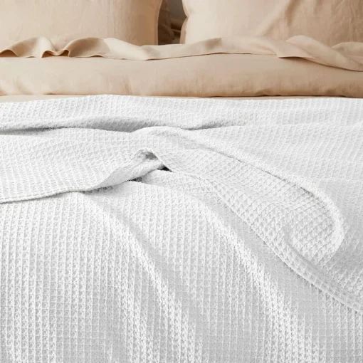 Sebastian Waffle Blanket - Olive Green