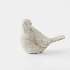 Sitting Bird Sculpture - Antique White