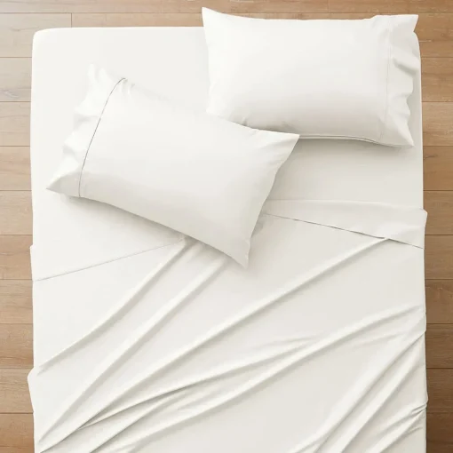 Sleeping Beauty 375 TC Cotton Sheet Set - Lily White