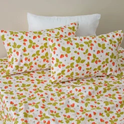 Strawberry Stripe Flannelette Sheet Set