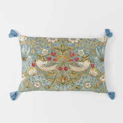Strawberry Thief Cushion - Sage Green
