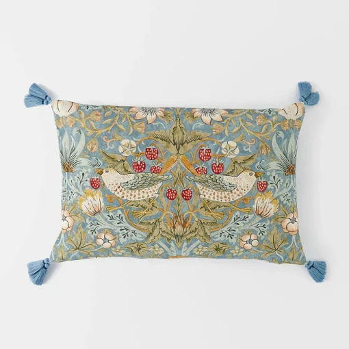 Strawberry Thief Cushion - Sage Green