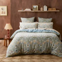 Strawberry Thief Quilt Cover - Chocolate