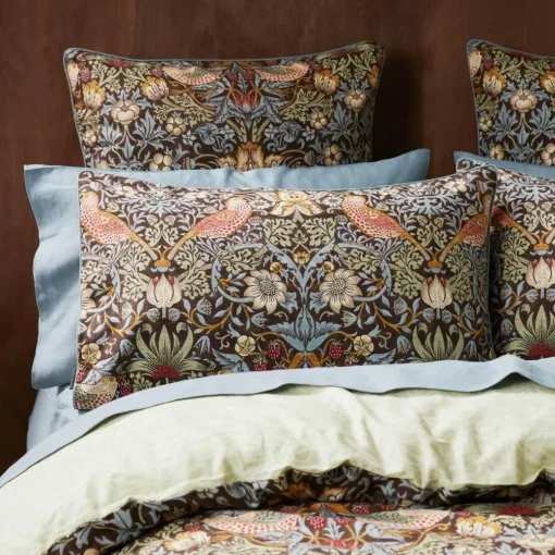 Strawberry Thief Quilt Cover - Chocolate