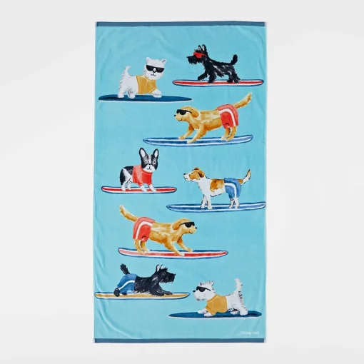 Surfing Dogs Beach Towel