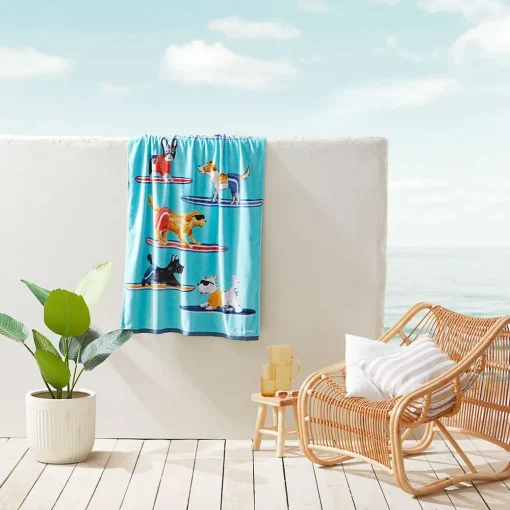 Surfing Dogs Beach Towel