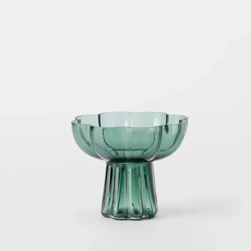 Verity Glass Pedestal Bowl Small - Green