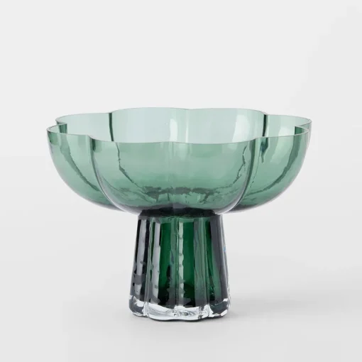 Verity Glass Pedestal Bowl Large - Green