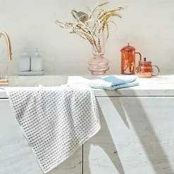 Waffle Tea Towel Set Of 2 - Slate Blue
