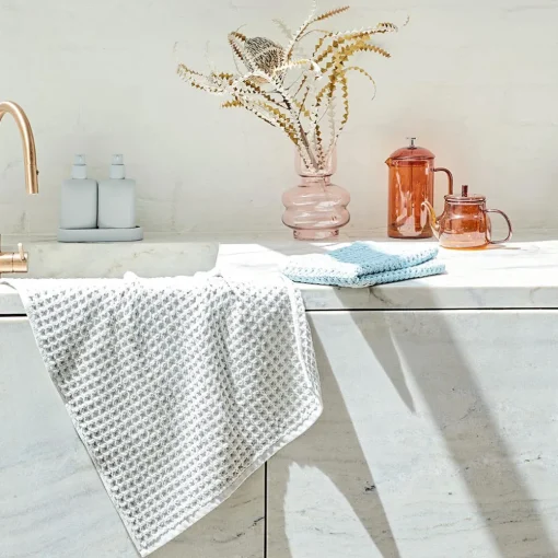 Waffle Tea Towel Set Of 2 - Slate Blue