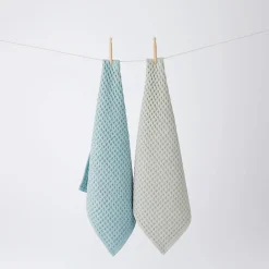 Waffle Tea Towel Set Of 2 - Slate Blue