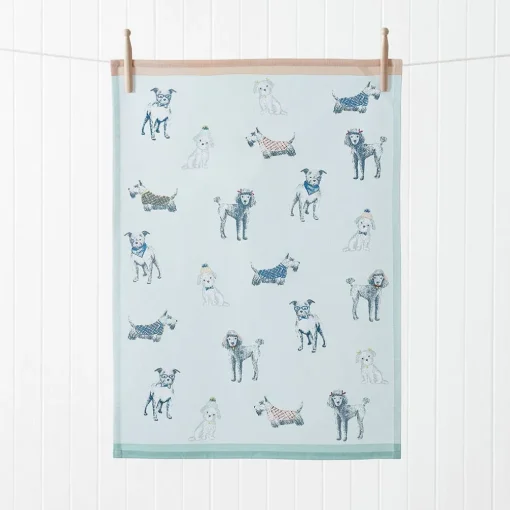 Winter Dogs Printed Tea Towel