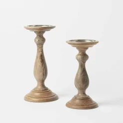 Wood Base Candle Sticks