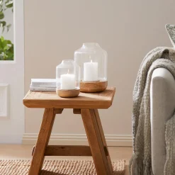 Wood Base Pillar Candle Holders