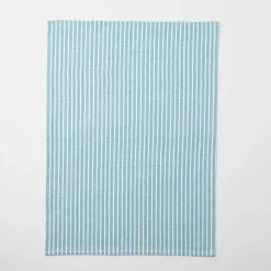 Yarn Dye Stripe Tea Towel Set Of 3 - Teal