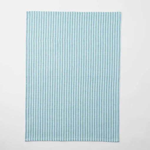 Yarn Dye Stripe Tea Towel Set Of 3 - Teal